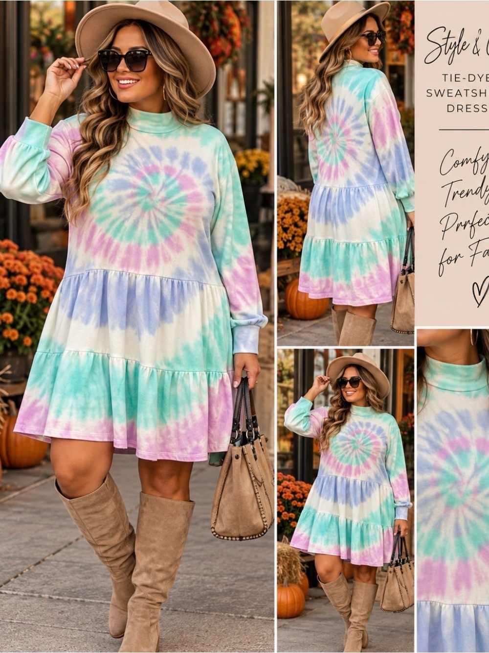 Style & Co. Pastel Tie-Dye Tiered Mini Dress in Mint, Lavender & Pale Pink